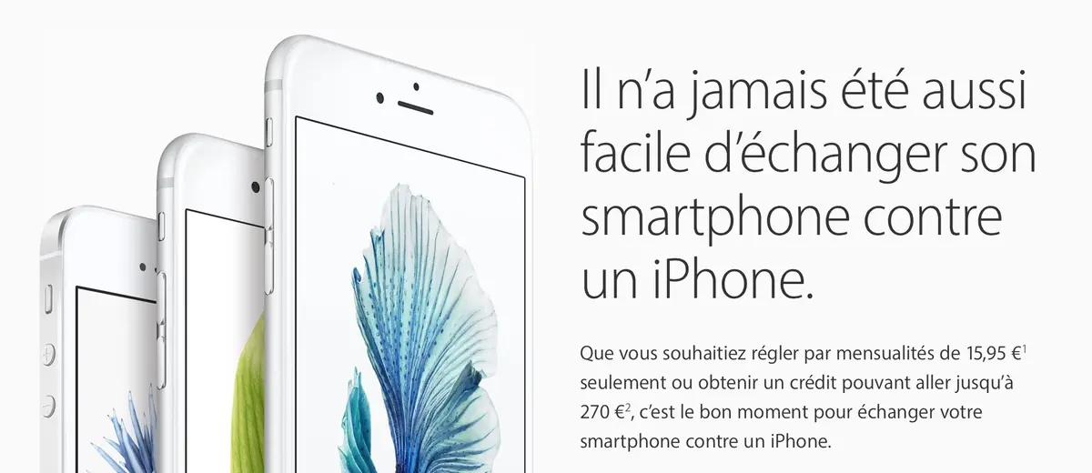 Apple propose un crédit + la reprise d'un ancien smartphone pour l'achat d'un iPhone neuf