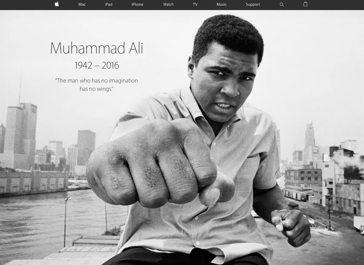 Apple rend hommage à Mohamed Ali sur sa page d'accueil