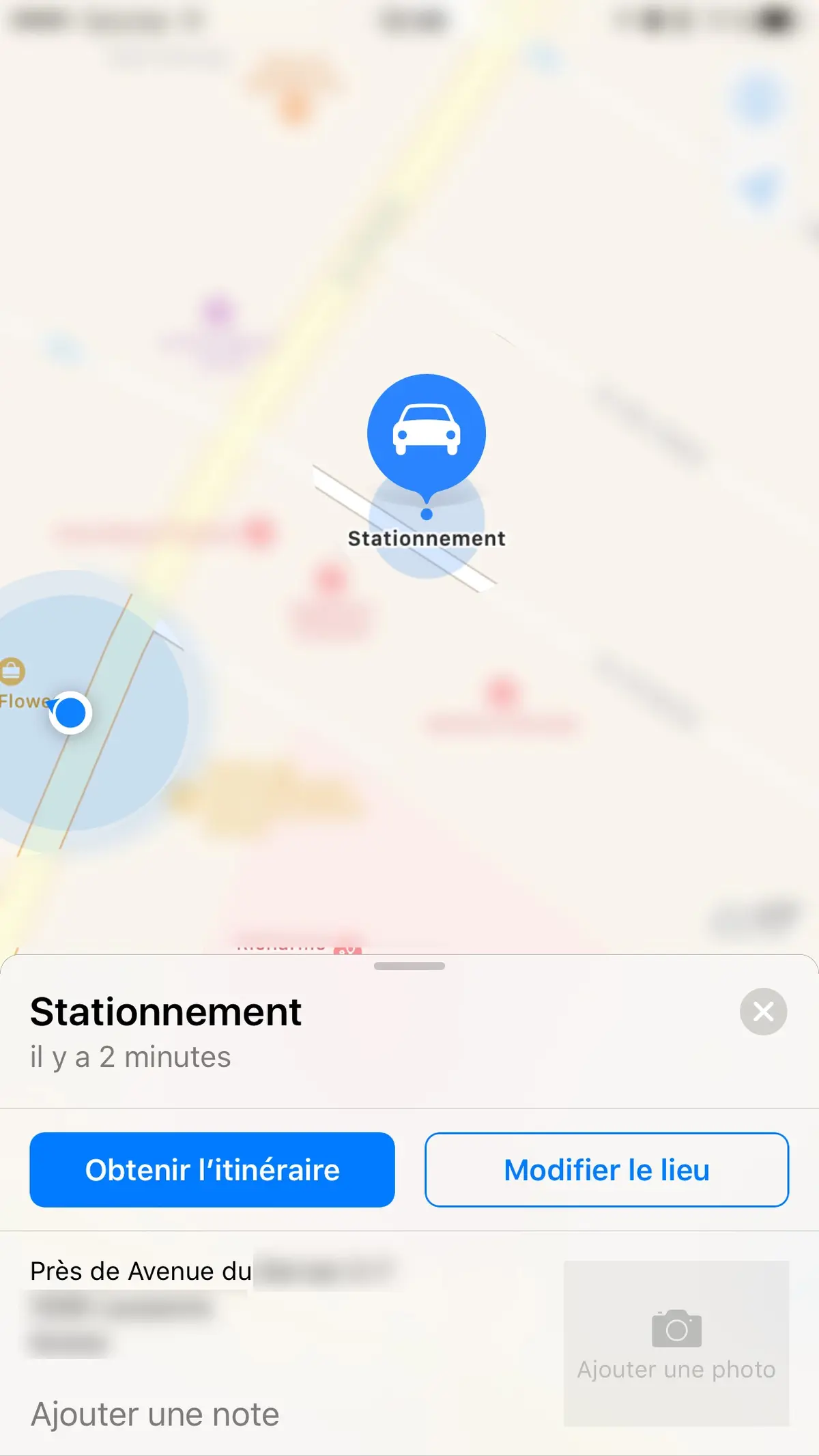 iOS 10 : petit test de la localisation automatique de sa voiture dans Plans