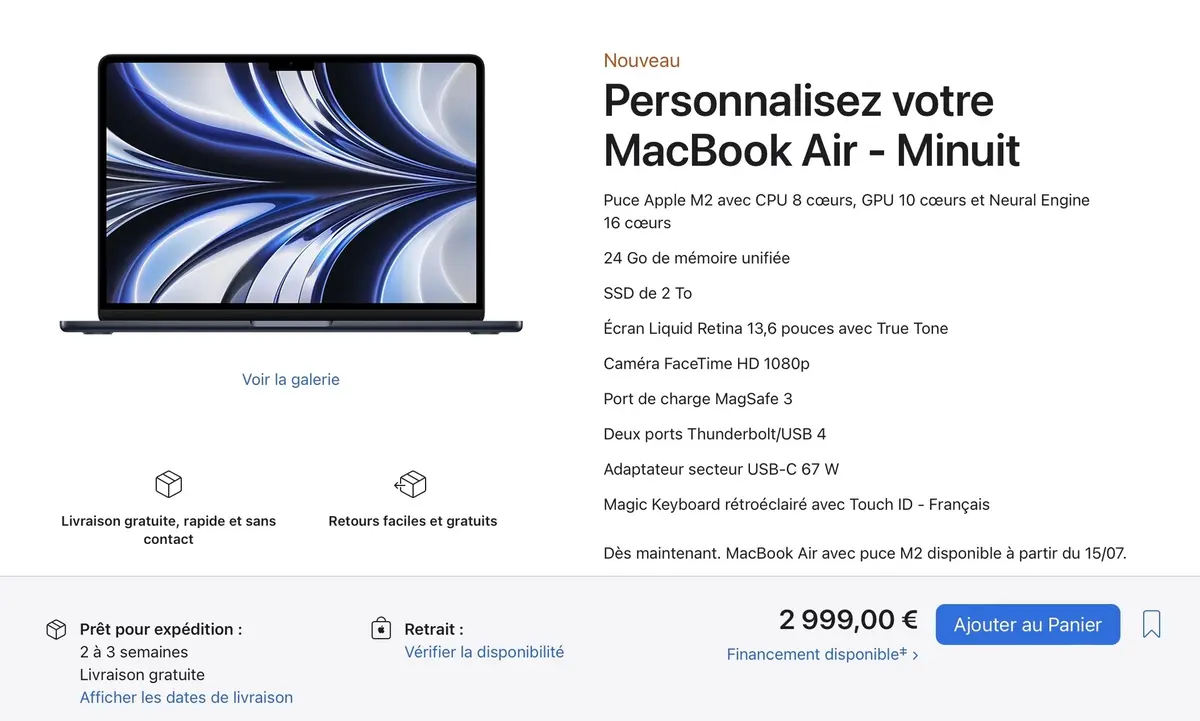 Avez-vous craqué pour un MacBook Air M2 ? (les délais s’allongent déjà !)