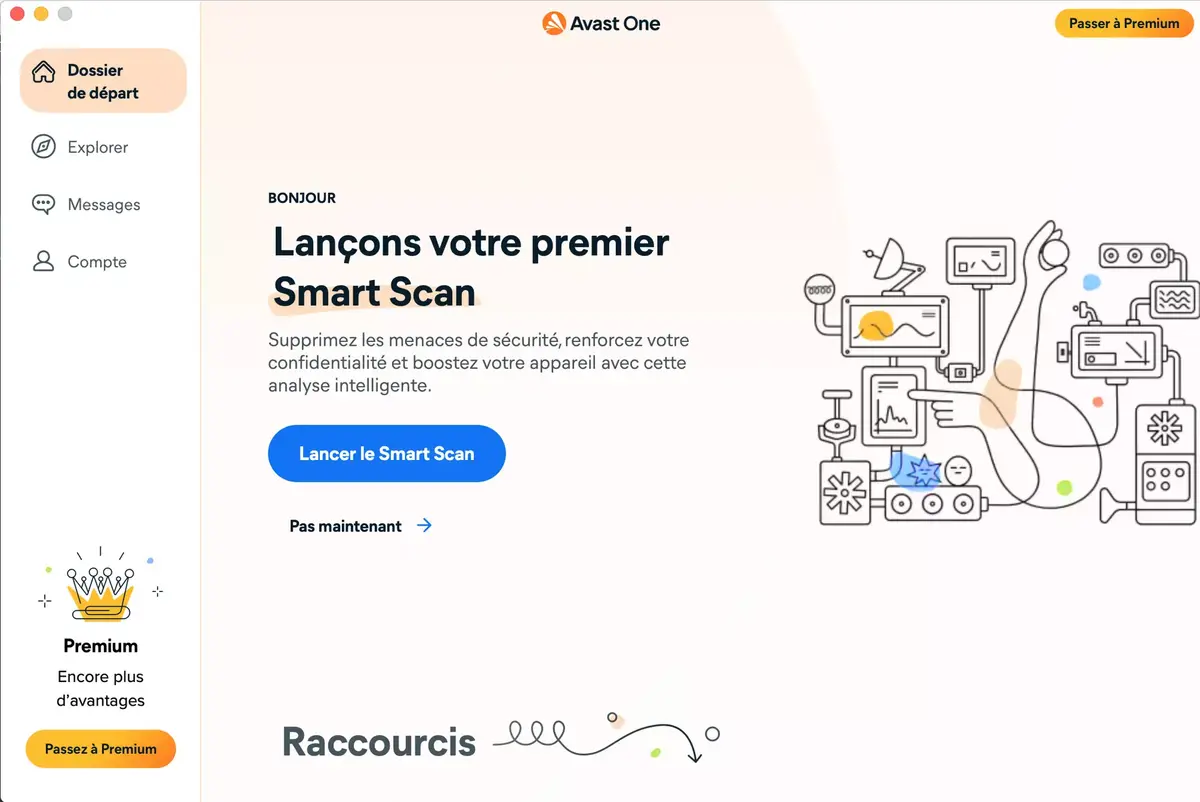 Ecran d'accueil Avast antivirus