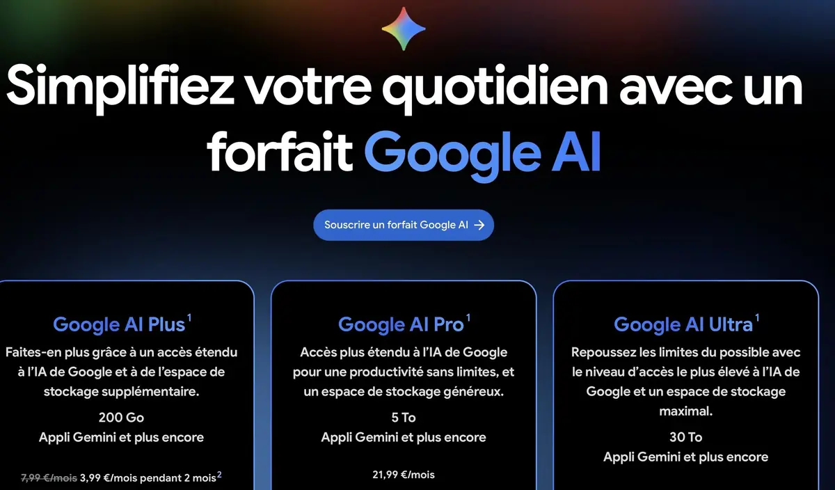 Google AI Pro passe &agrave; 5 To de stockage sans augmenter le prix