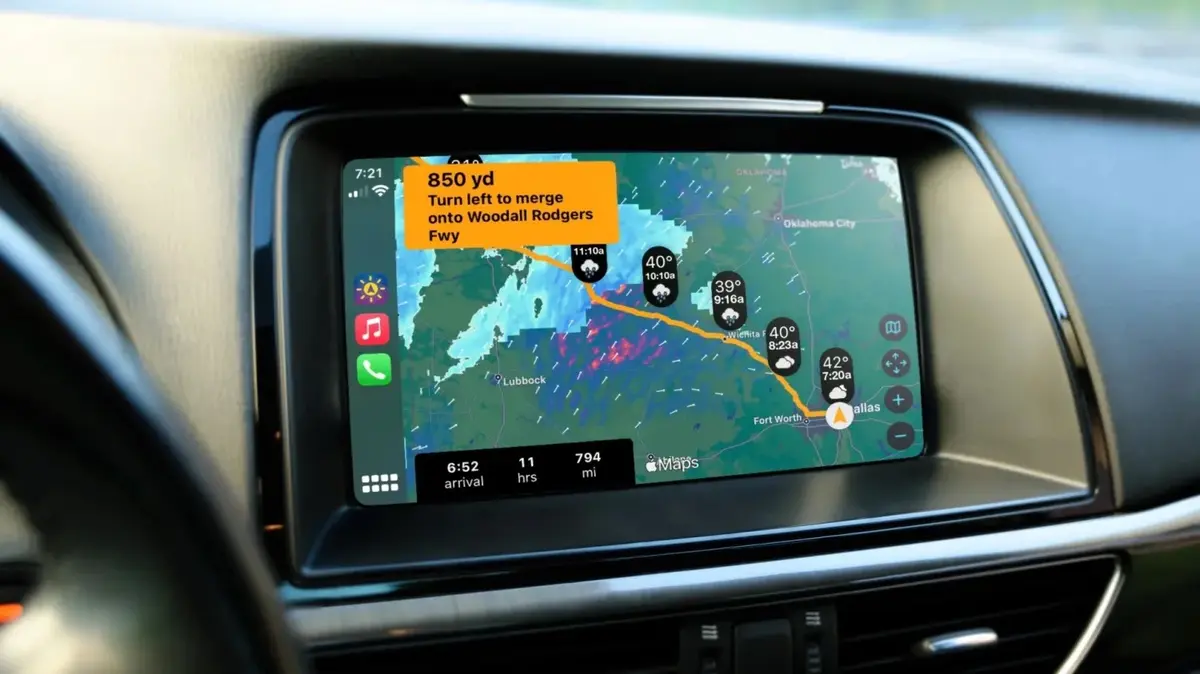 CarPlay : Weather on the way, une app GPS pour suivre la météo de son trajet