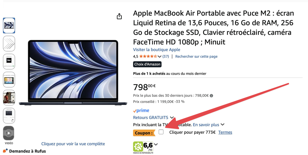 Amazon brade le MacBook Air M2 à 773€ pour le Black Friday : du jamais vu !