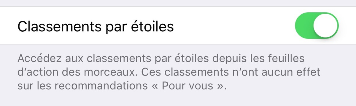 Musique : le classement par étoiles de retour sur iOS 10.2