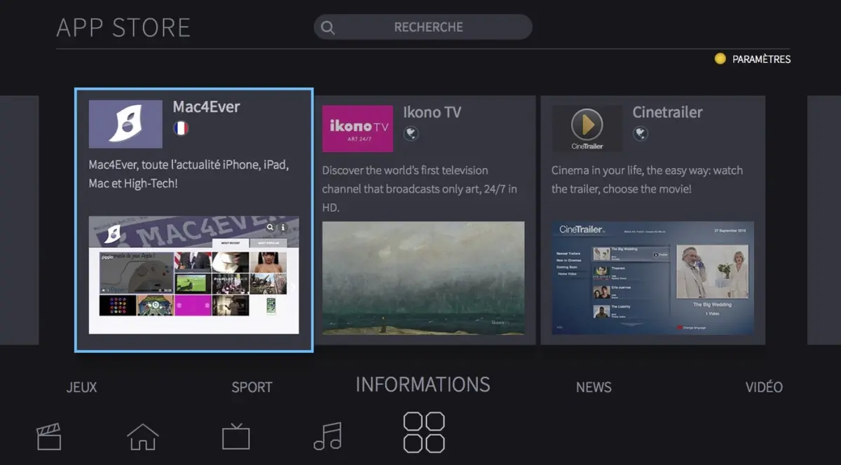 La chaîne "Mac4Ever" est accessible sur toutes les SmartTV Sharp, Medion, Hisense...