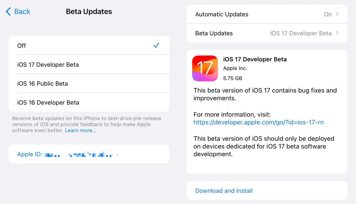 Les versions bêtas développeurs d'iOS/iPadOS 17 sont bien en libre accès