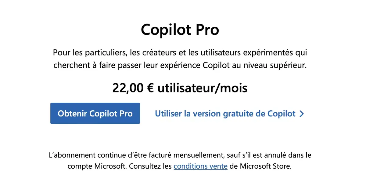 A 22 € par mois, que propose Copilot Pro (IA) de Microsoft ?