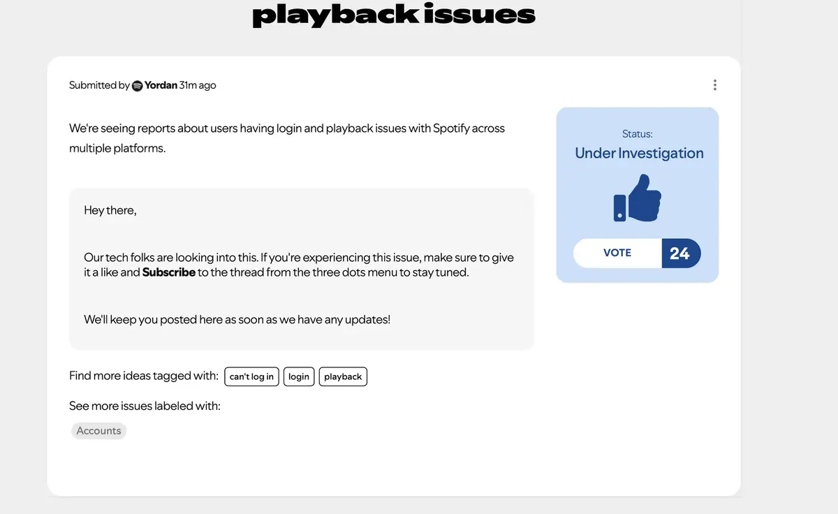 Spotify fait le coup de la (demi) panne...