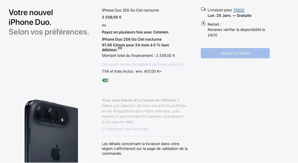 iPhone Duo&nbsp;: d&eacute;j&agrave; trois mois d&rsquo;attente en France sur l'Apple Store&nbsp;!