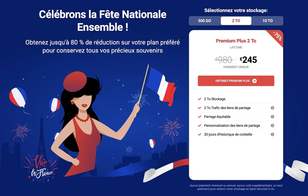 #14Juillet : jusqu'à 80% sur les offres Lifetime de pCloud, le service suisse de stockage en ligne