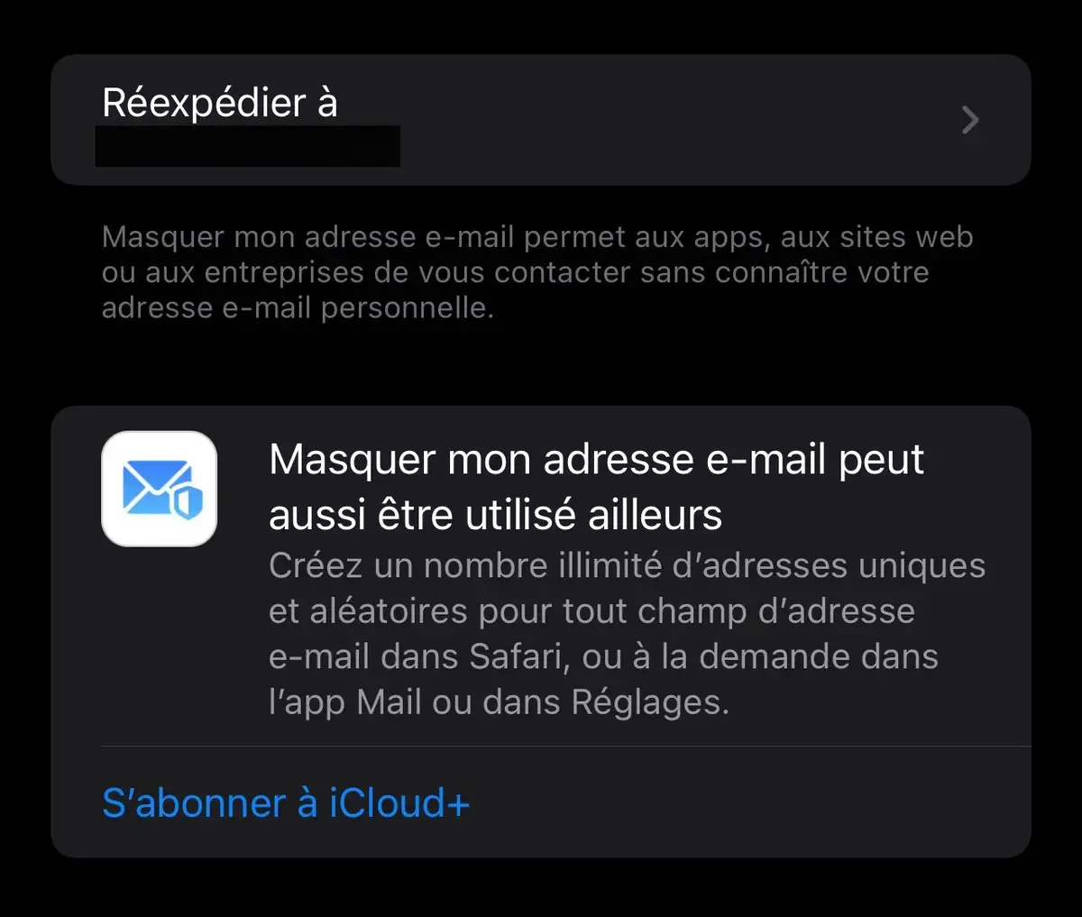 Ceci fonctionne très bien avec un mail iCloud !