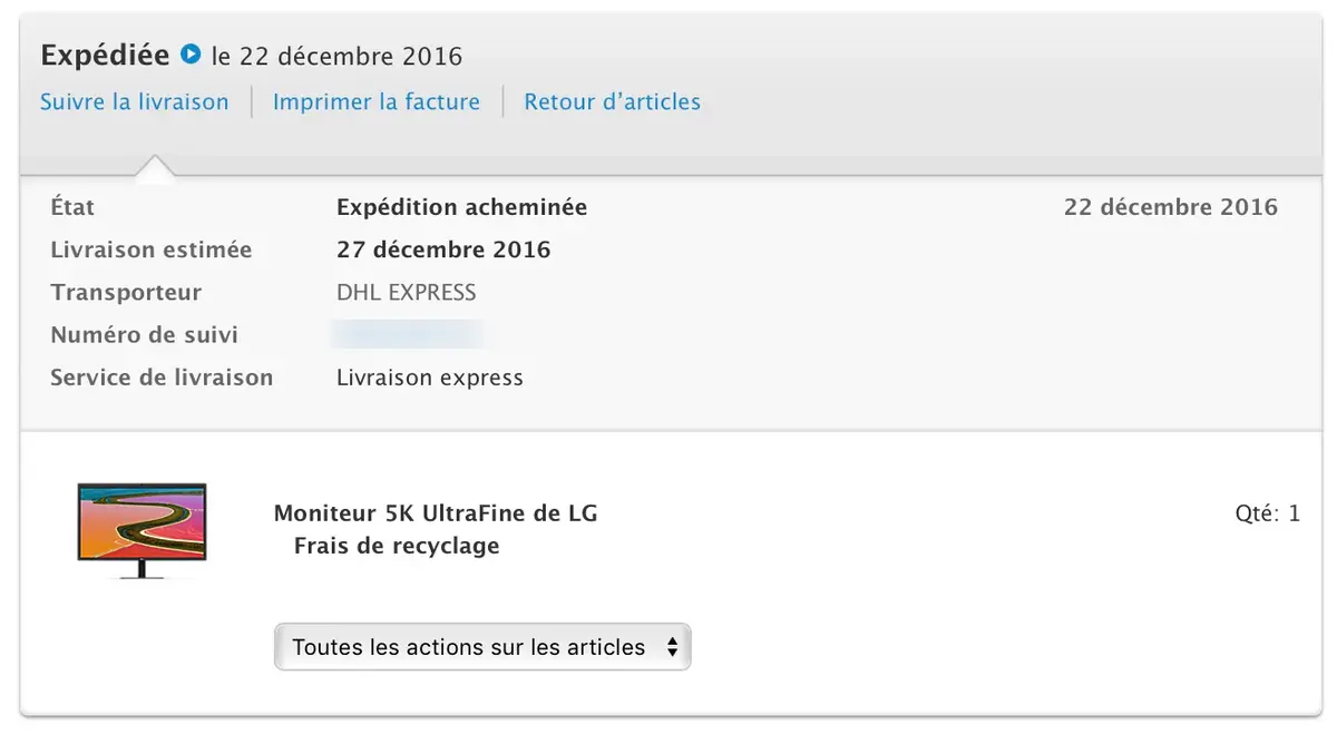 L'écran LG 5k "UltraFine" a été expédié !