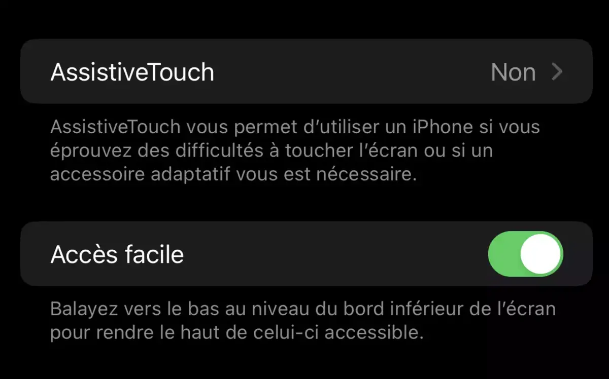 iOS 16.1 : comment faire descendre la Dynamic Island via Accès facile