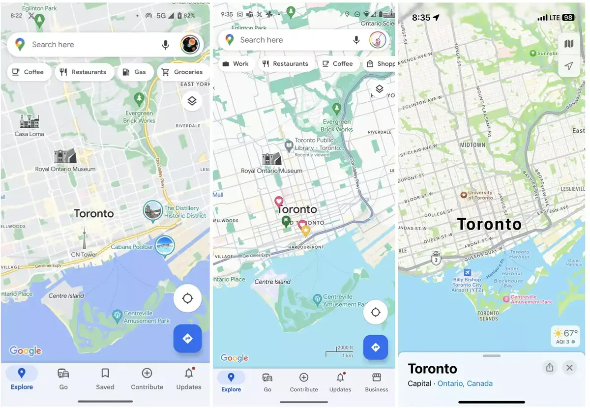 Les prochaines couleurs de Google Maps font vraiment penser à Apple Plans