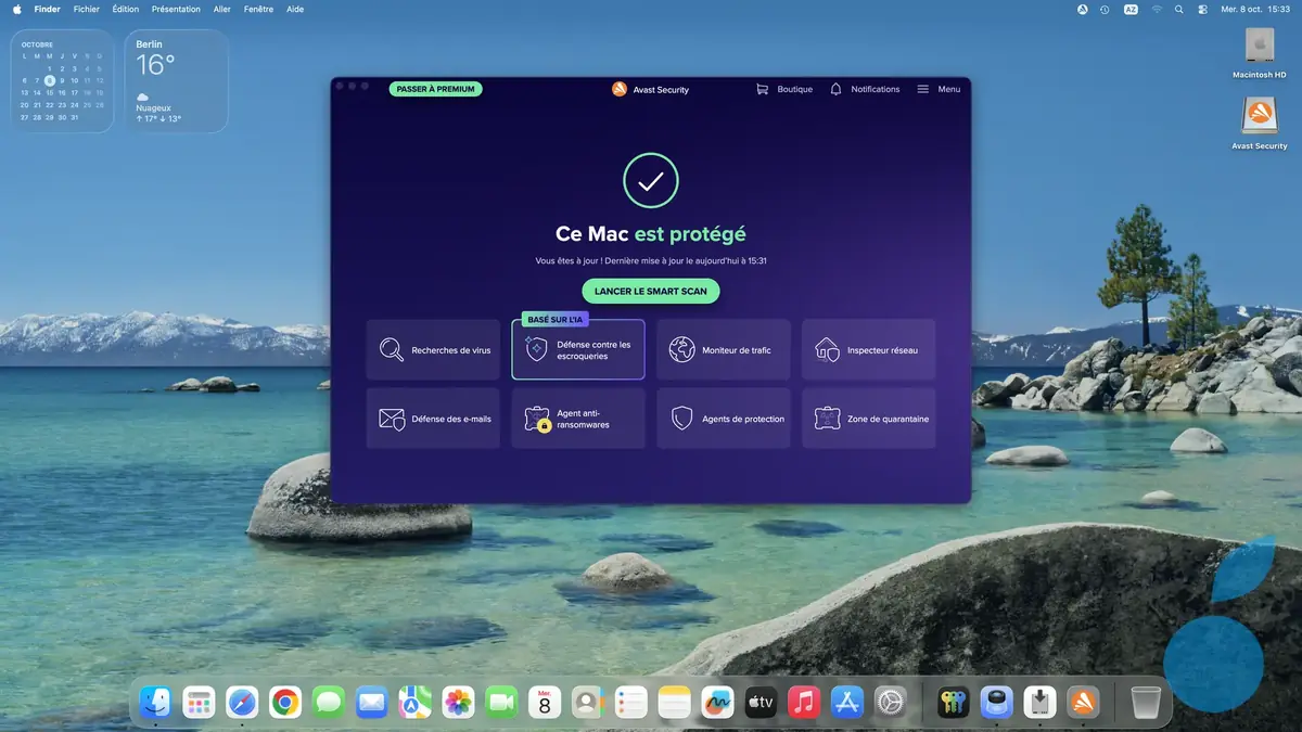 AVG Antivirus gratuit pour Mac &eacute;cran accueil
