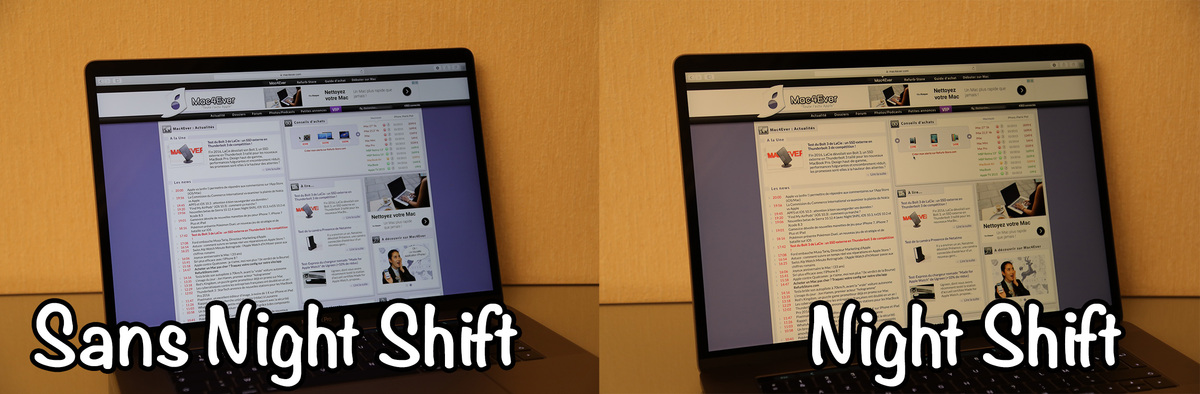 Petite démo du mode "Night Shift" de macOS Sierra 10.12.4 (photo)