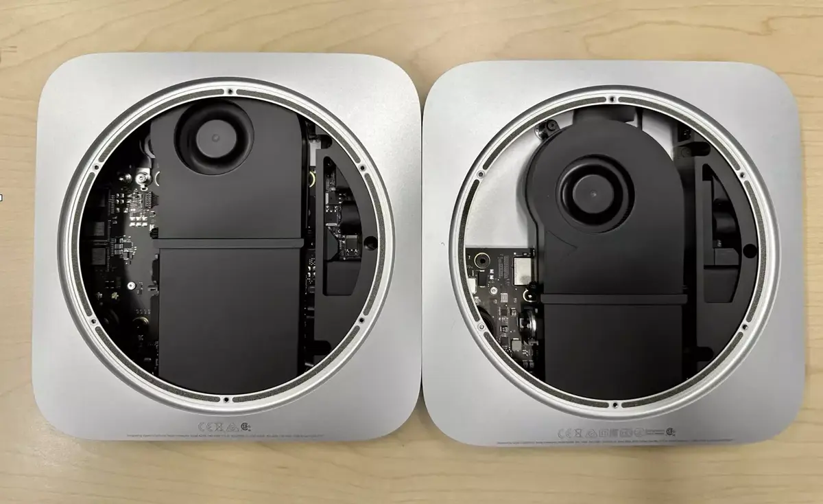 Mac mini M2 Pro à gauche, M1 à droite