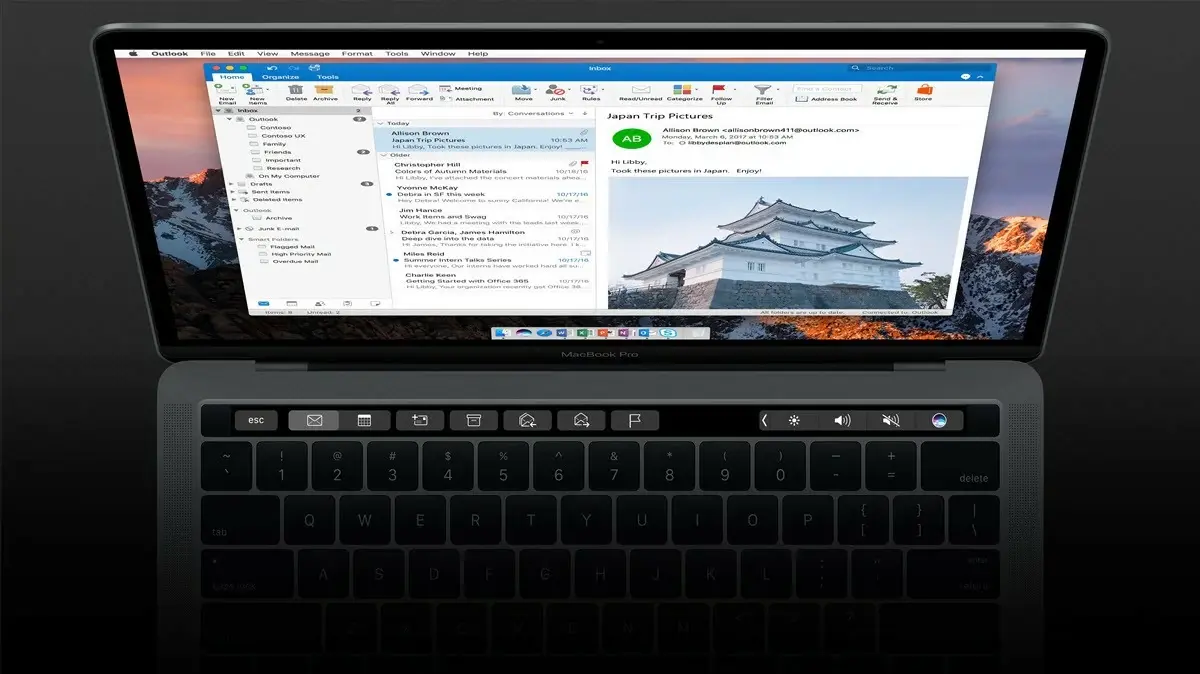 Outlook installe ses raccourcis sur la Touch Bar des MacBook Pro