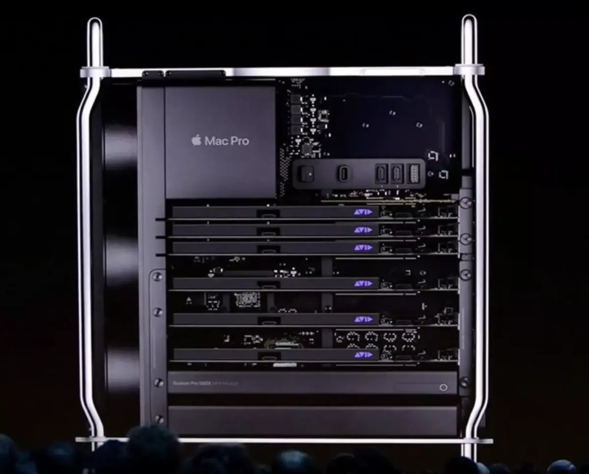 6 cartes Avid HDX dans un Mac Pro lors de la présentation