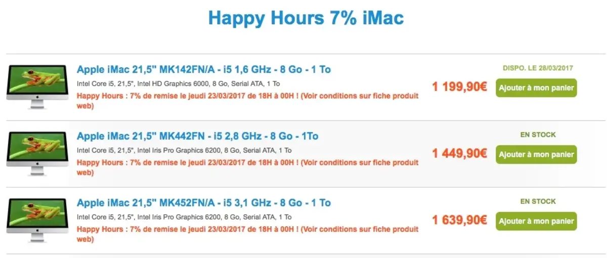 Bons Plans: מבצעים של MacBook, iMac, iPhone, iPad sur materiel.net