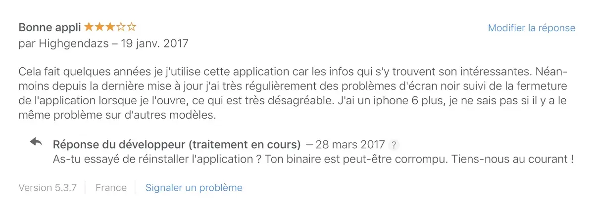 Les développeurs peuvent enfin répondre aux commentaires sur l'App Store (démo)