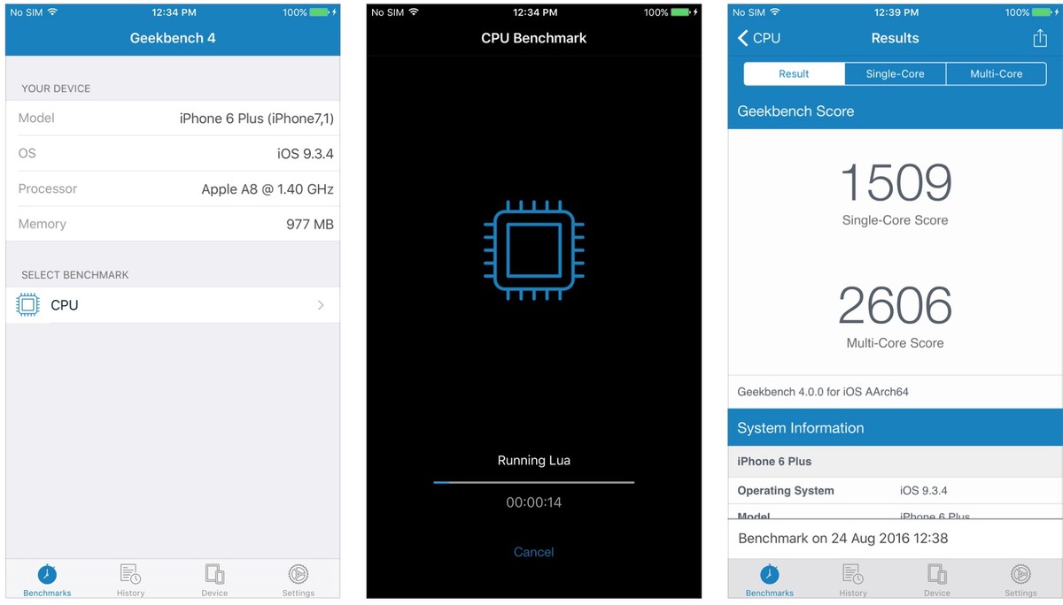 Première gratuité pour l'application GeekBench 4 sur iOS