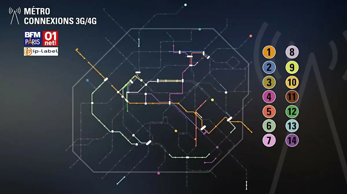 L'image du soir : la couverture 3G/4G du métro parisien (et il reste beaucoup à faire)