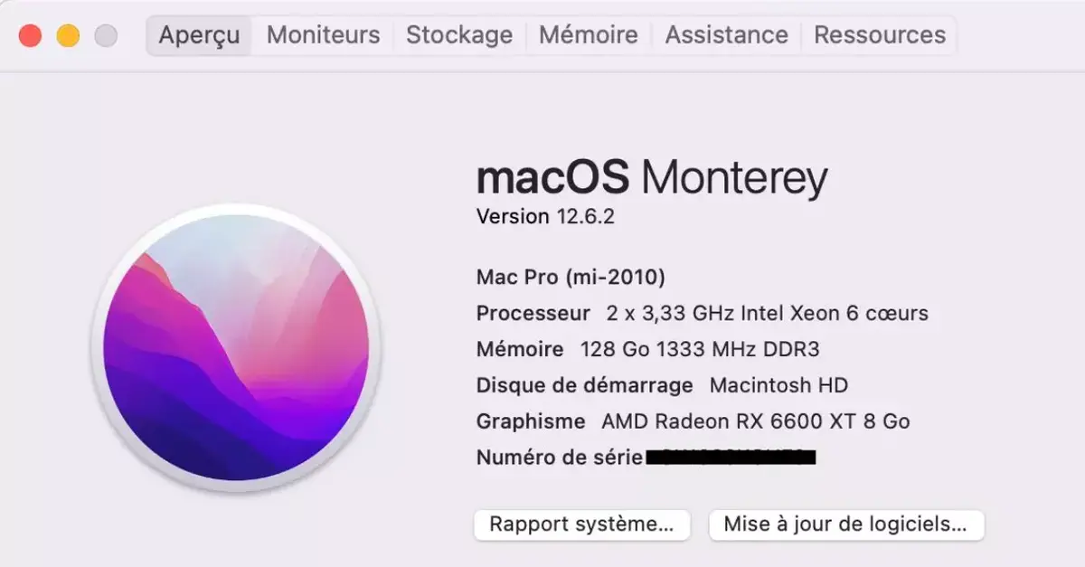 Un Mac Pro de 2010 sous Monterey et avec un GPU moderne, c'est possible (avec un peu de bidouille) !