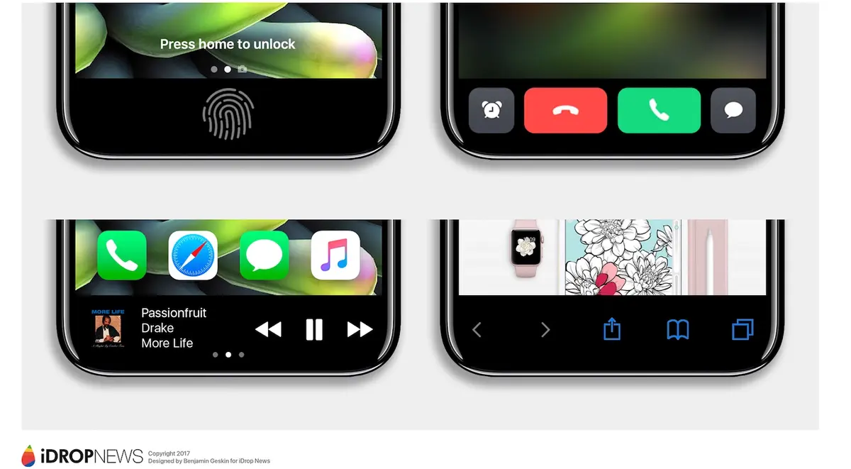 iPhone 8 : la "zone fonctionnelle" en avant dans de nouveaux rendus 3D