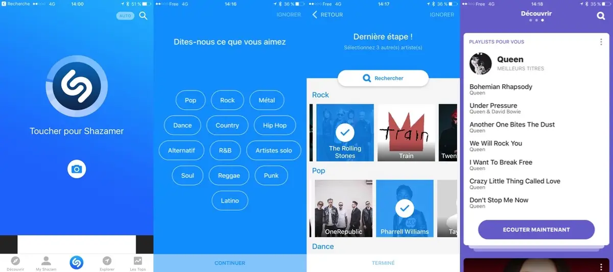 Une nouvelle interface glisse sur Shazam 11