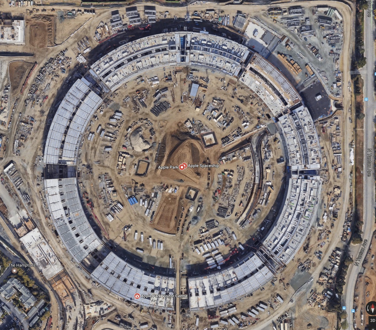 L'image du jour : sur Google Maps, Apple Park est à peine sorti de terre