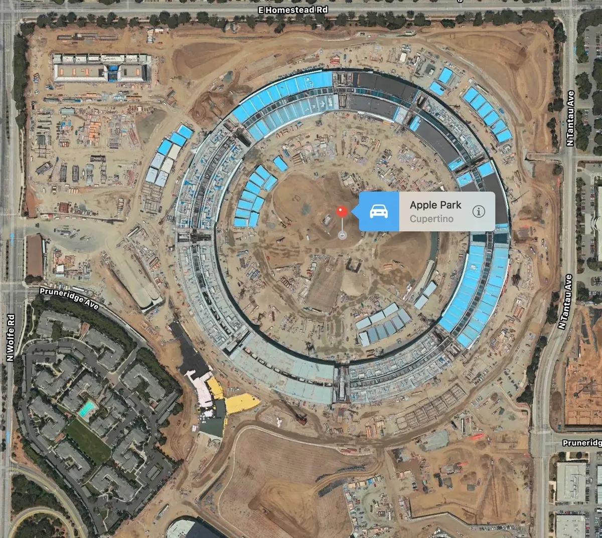 L'image du jour : sur Google Maps, Apple Park est à peine sorti de terre