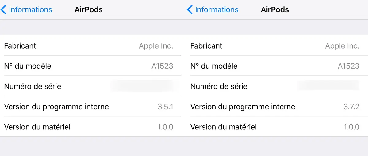 Une mise à jour discrète du logiciel des AirPods