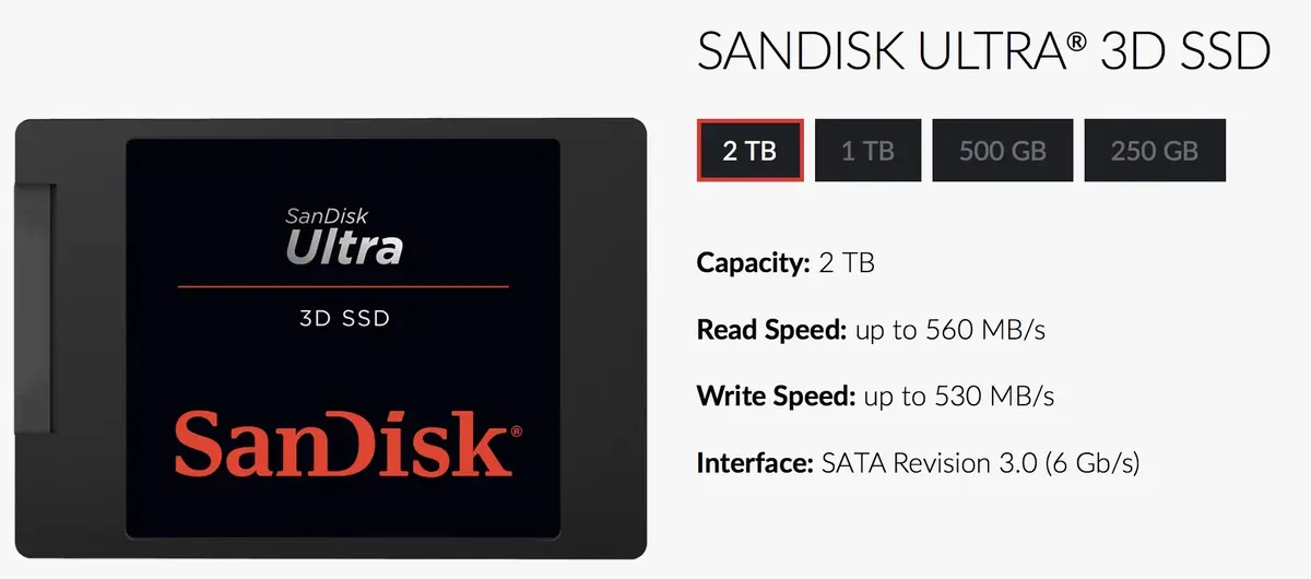 SanDisk annonce des SSD (SATA) de 2To avec de la 3D NAND à 64 couches