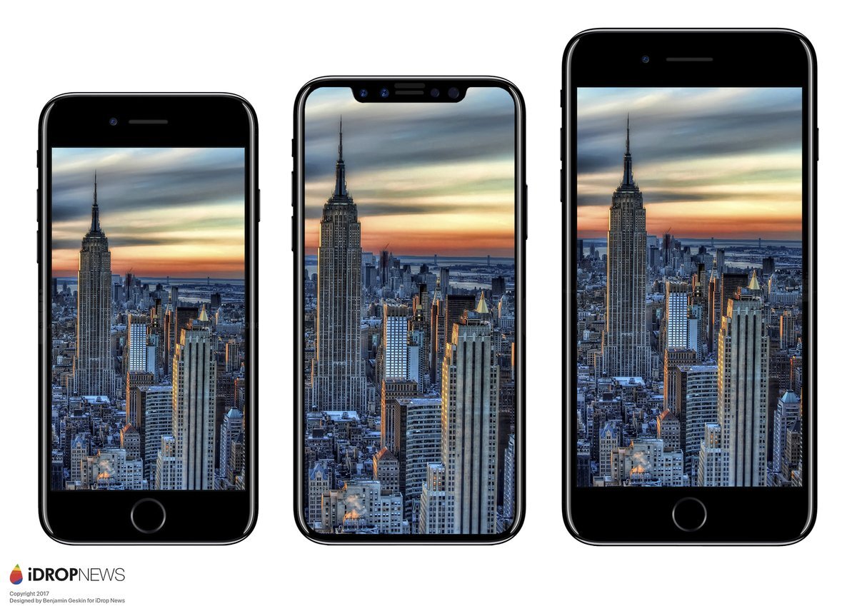 iPhone 8 : les maquettes comparées aux Galaxy S8 et à d'autres smartphones