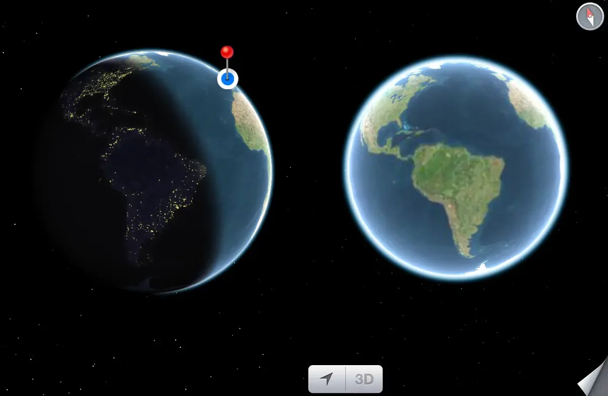 iOS 7 : Apple affiche l'éclairage de la Terre en temps réel