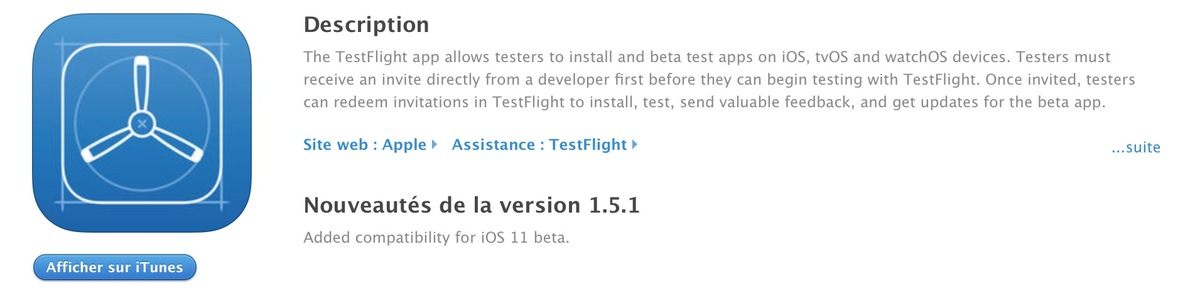 Testflight est prêt pour les bêtas d'iOS 11