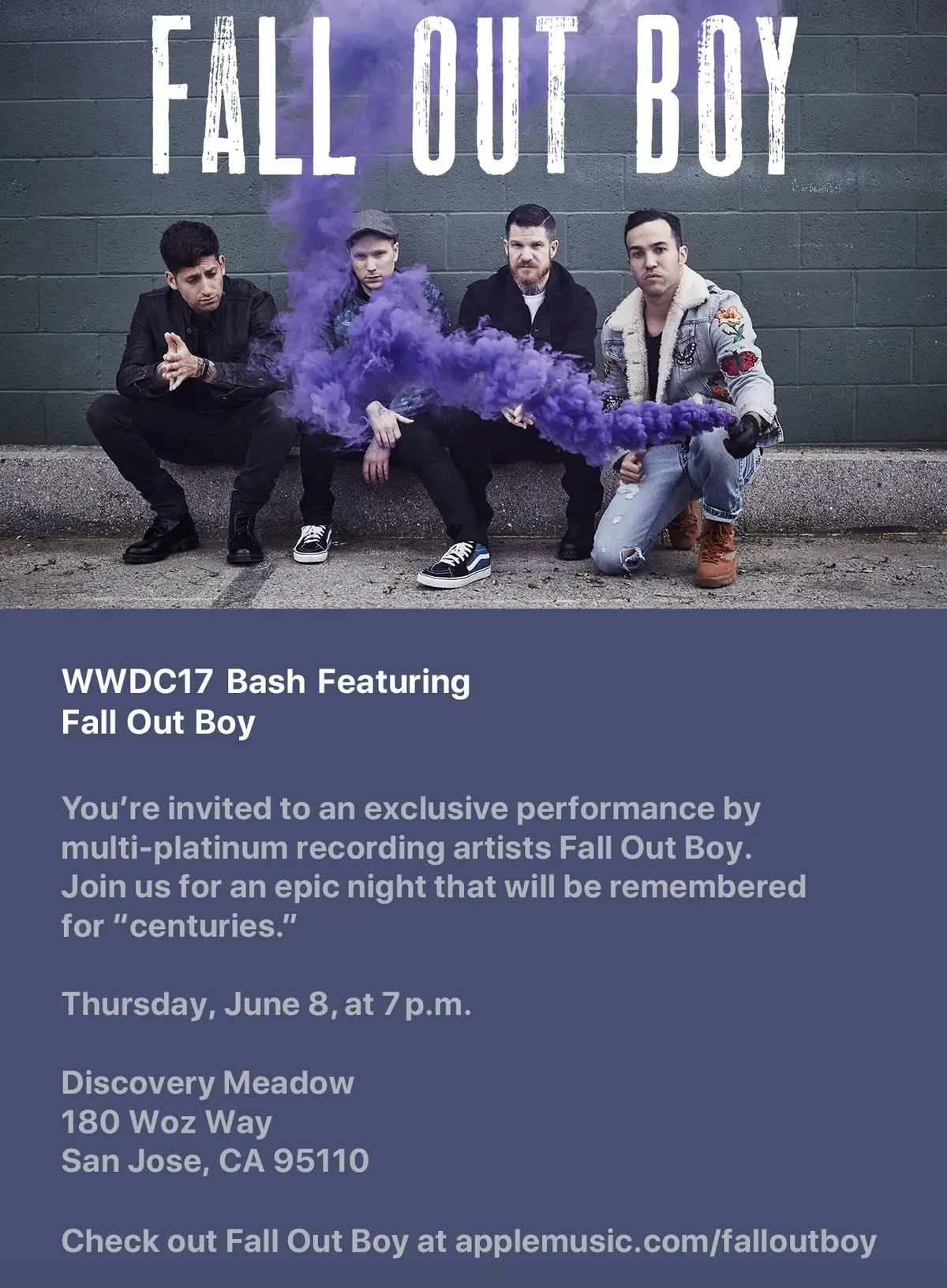 #WWDC : le groupe "Fall Out Boy" animera la "WWDC Bash" !