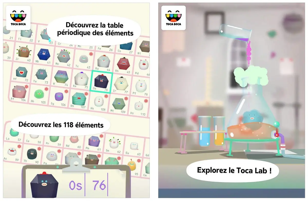 Toca Lab : Elements fait découvrir (gratuitement) la table périodique aux enfants