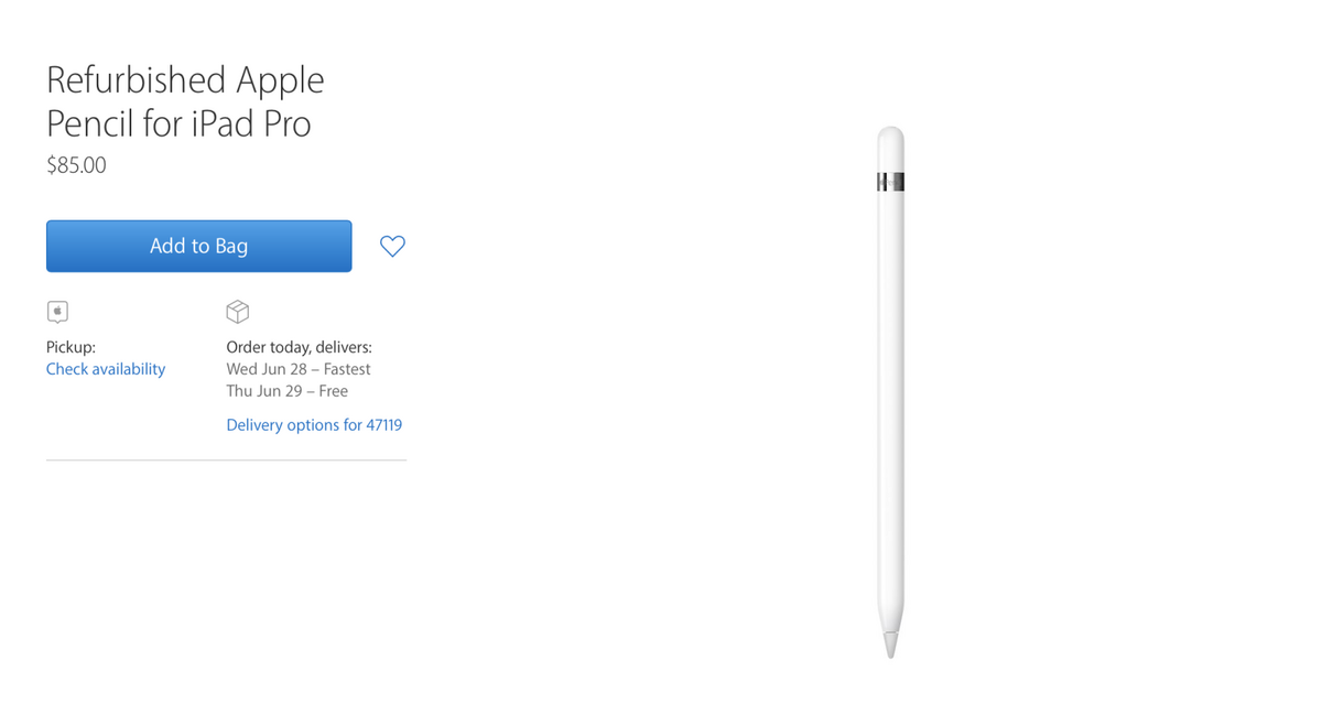 L'Apple Pencil apparait sur le Refurb américain