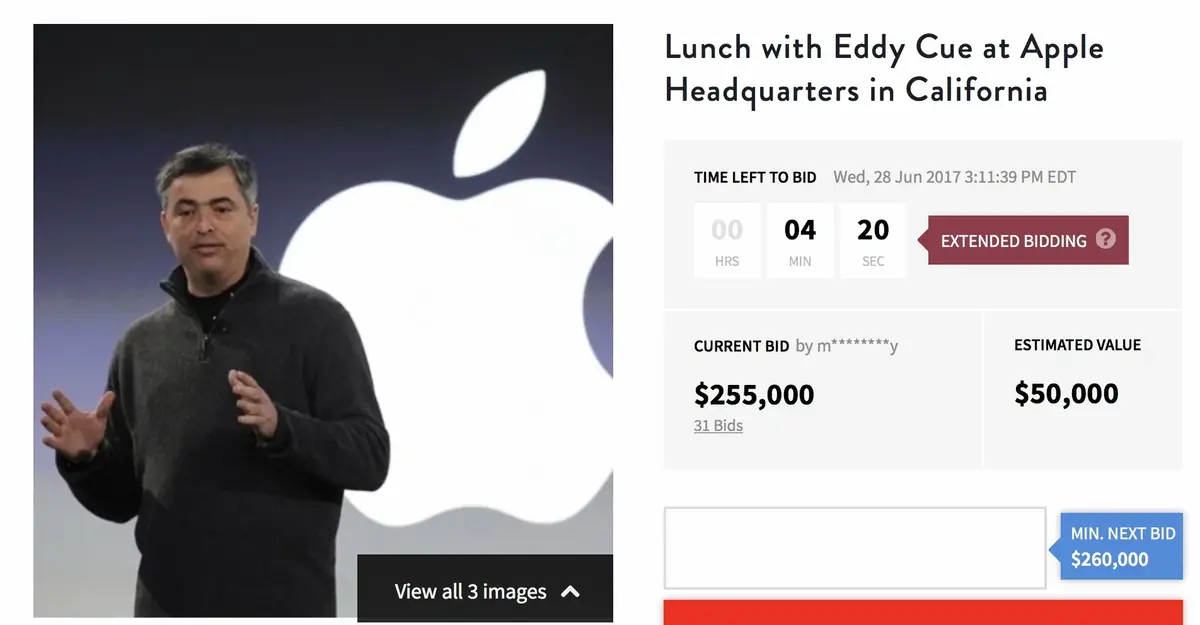 Un déjeuner avec Eddy Cue à l'Apple Park, adjugé pour 255 000$