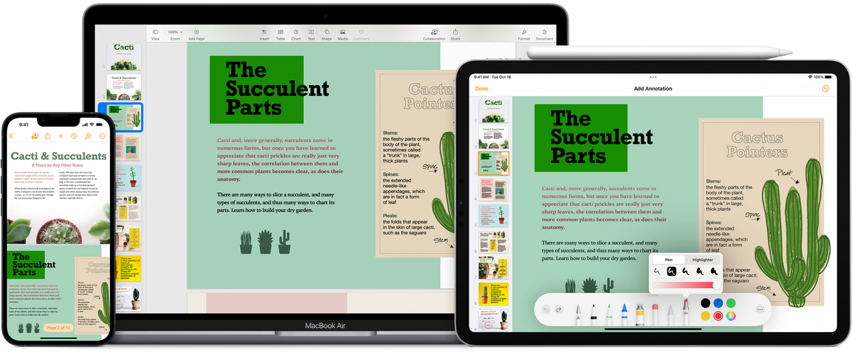 Le survol de l'Apple Pencil arrive sur Keynote, Pages et Numbers !