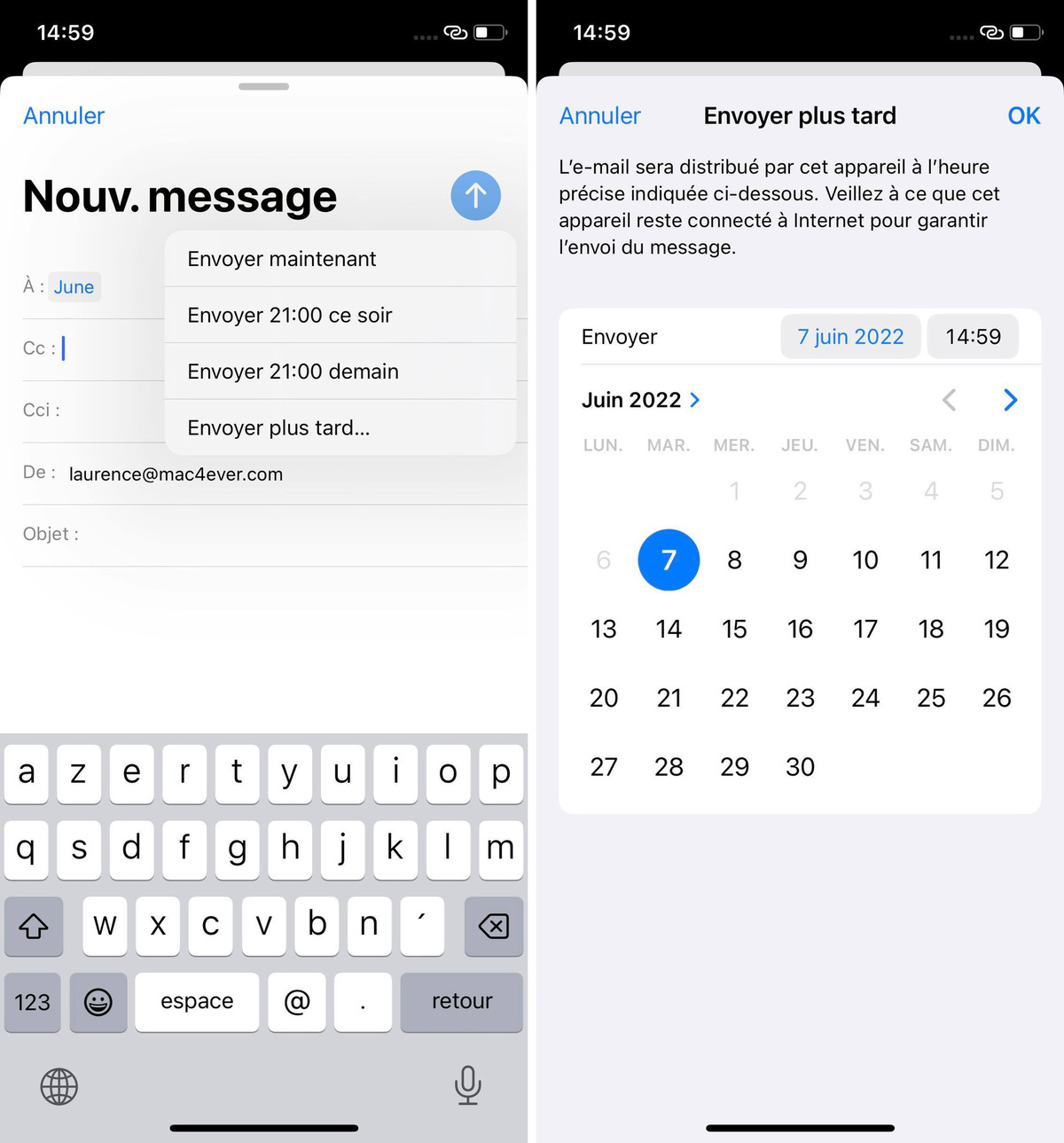 iOS 16 relooke enfin Mail (envoi différé, annulation, rappel...)