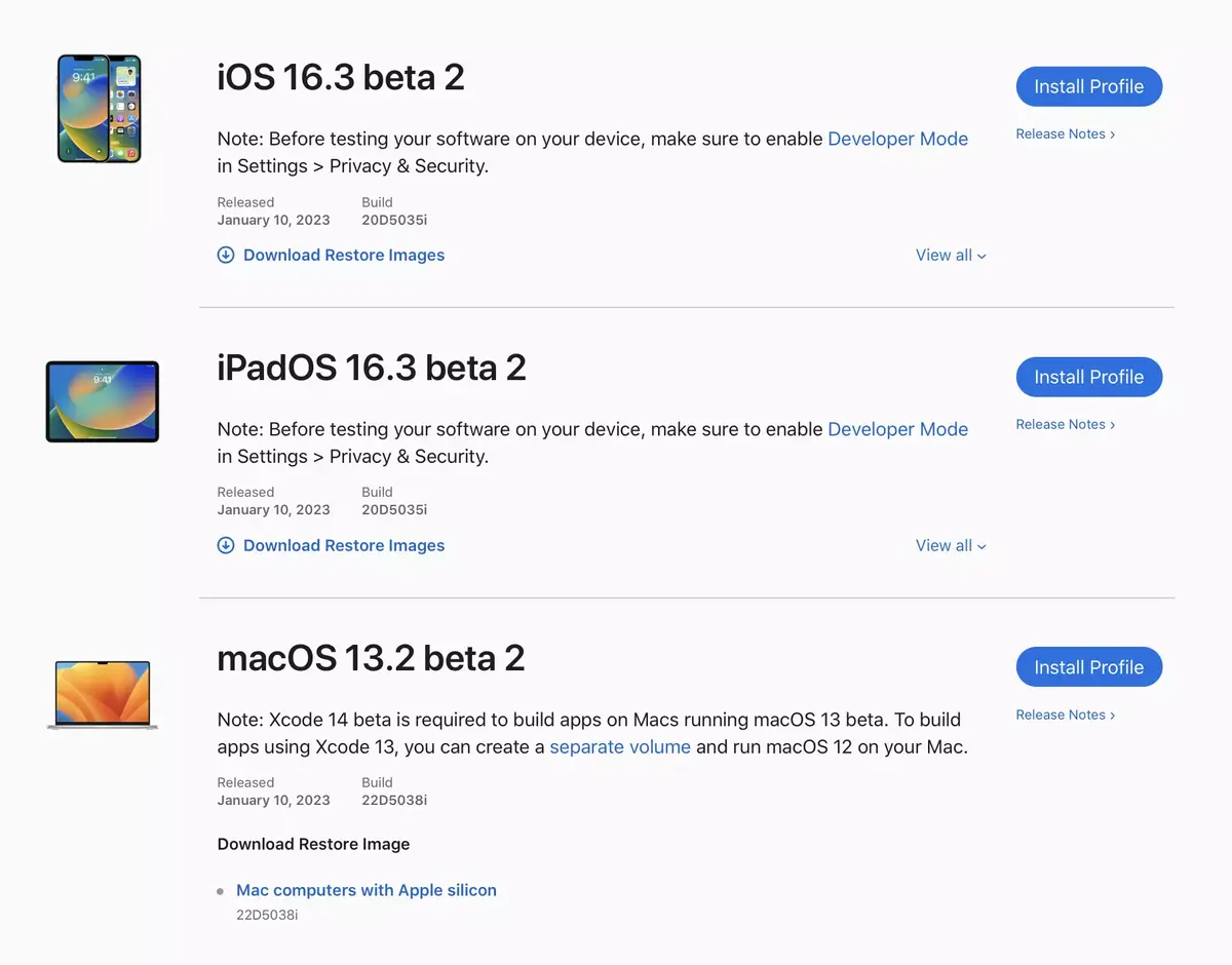 Apple déploie les bêtas 2 d'iOS/iPadOS 16.3 et macOS 13.2