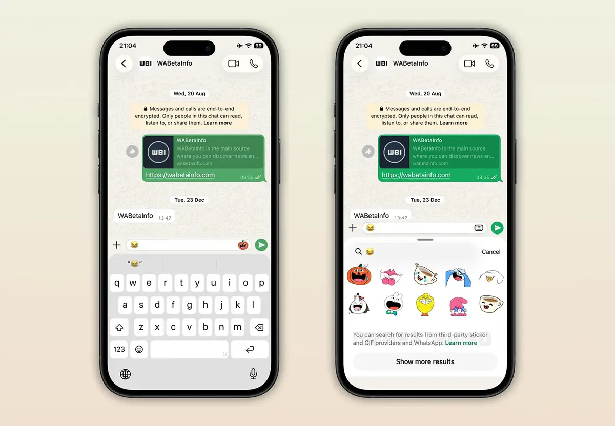 WhatsApp pr&eacute;pare la suggestion automatique de stickers sur l'iPhone