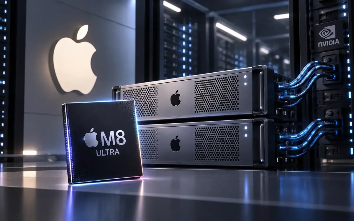 Apple pr&eacute;parerait des serveurs d'IA &agrave; puces M8 Ultra, avec Nvidia