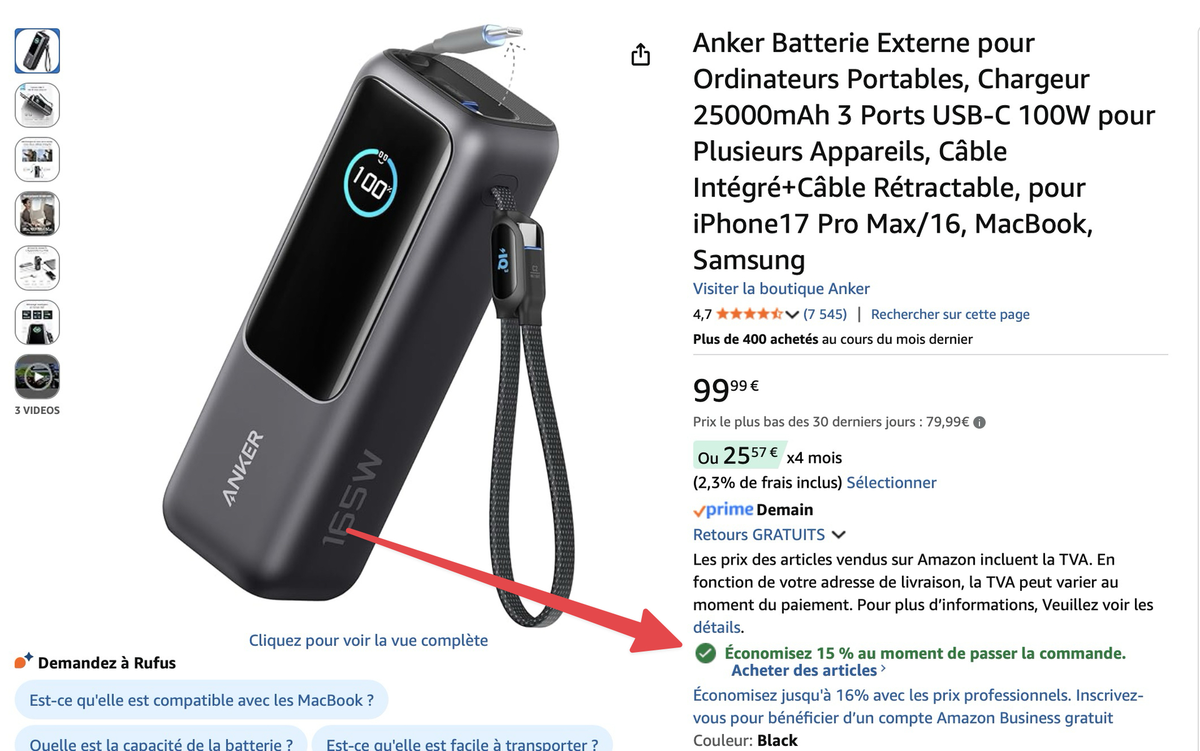 L'excellente batterie Anker 165W en promo au meilleur prix&nbsp;: mon mod&egrave;le pr&eacute;f&eacute;r&eacute; de 2026&nbsp;!