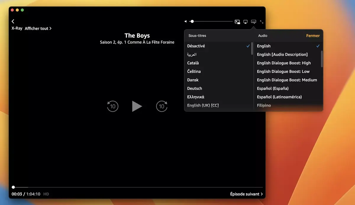 La fonction est d'ores et déjà disponible, ici sur l'App Prime Video pour macOS avec The Boys