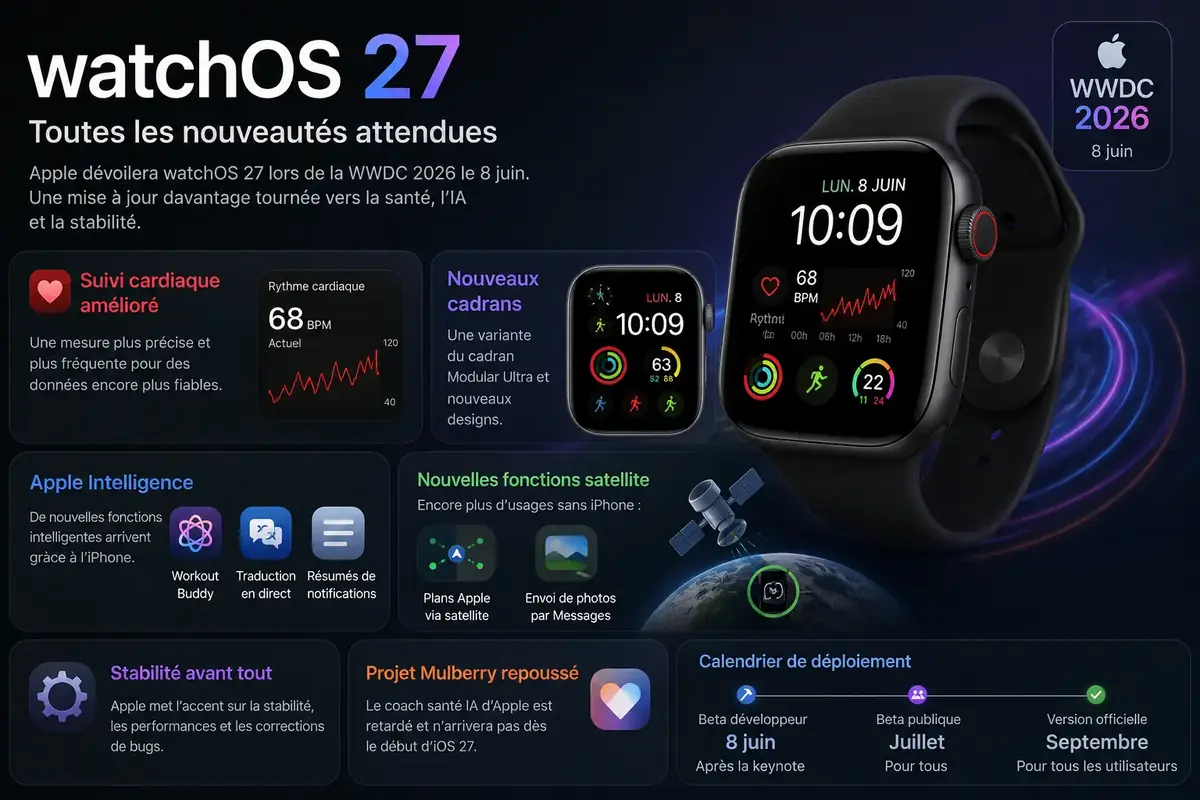 Qu'attendre de watchOS 27&nbsp;: l'IA au service du sport et de la sant&eacute;&nbsp;?